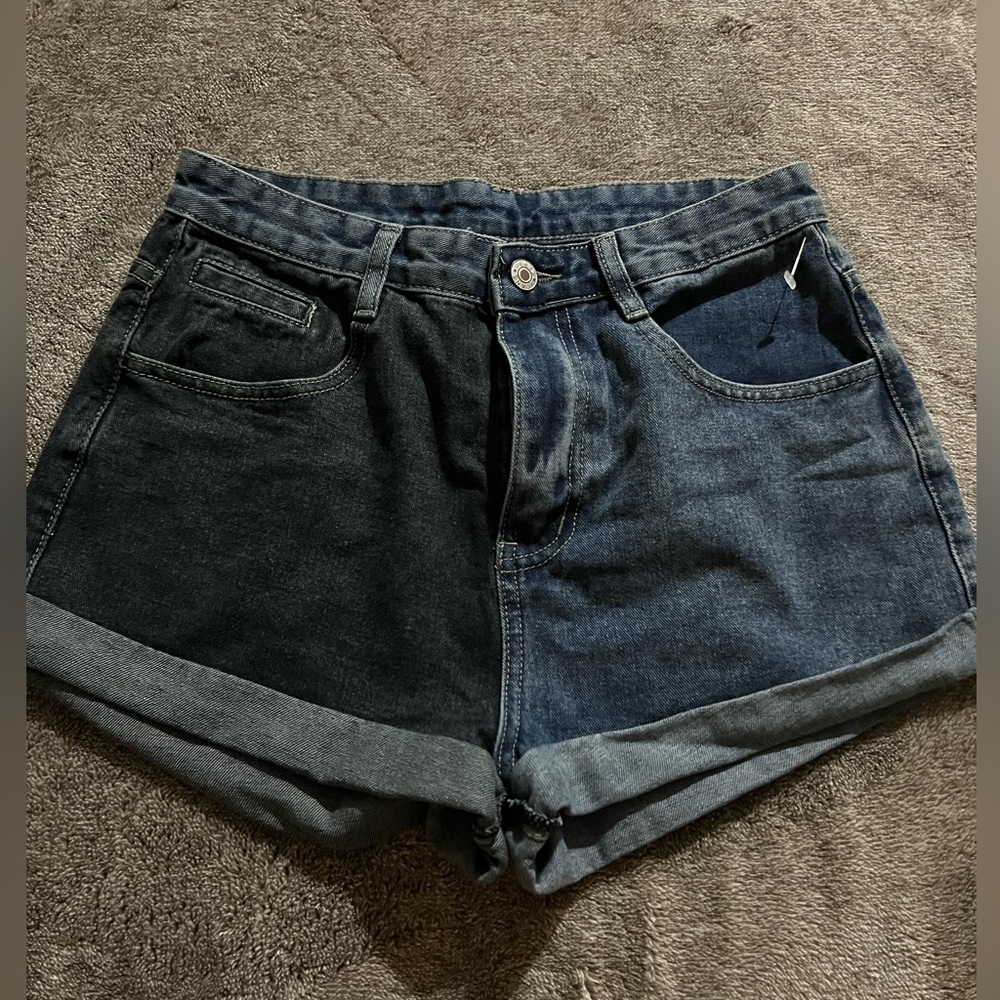 Dark wash half and half Jean shorts